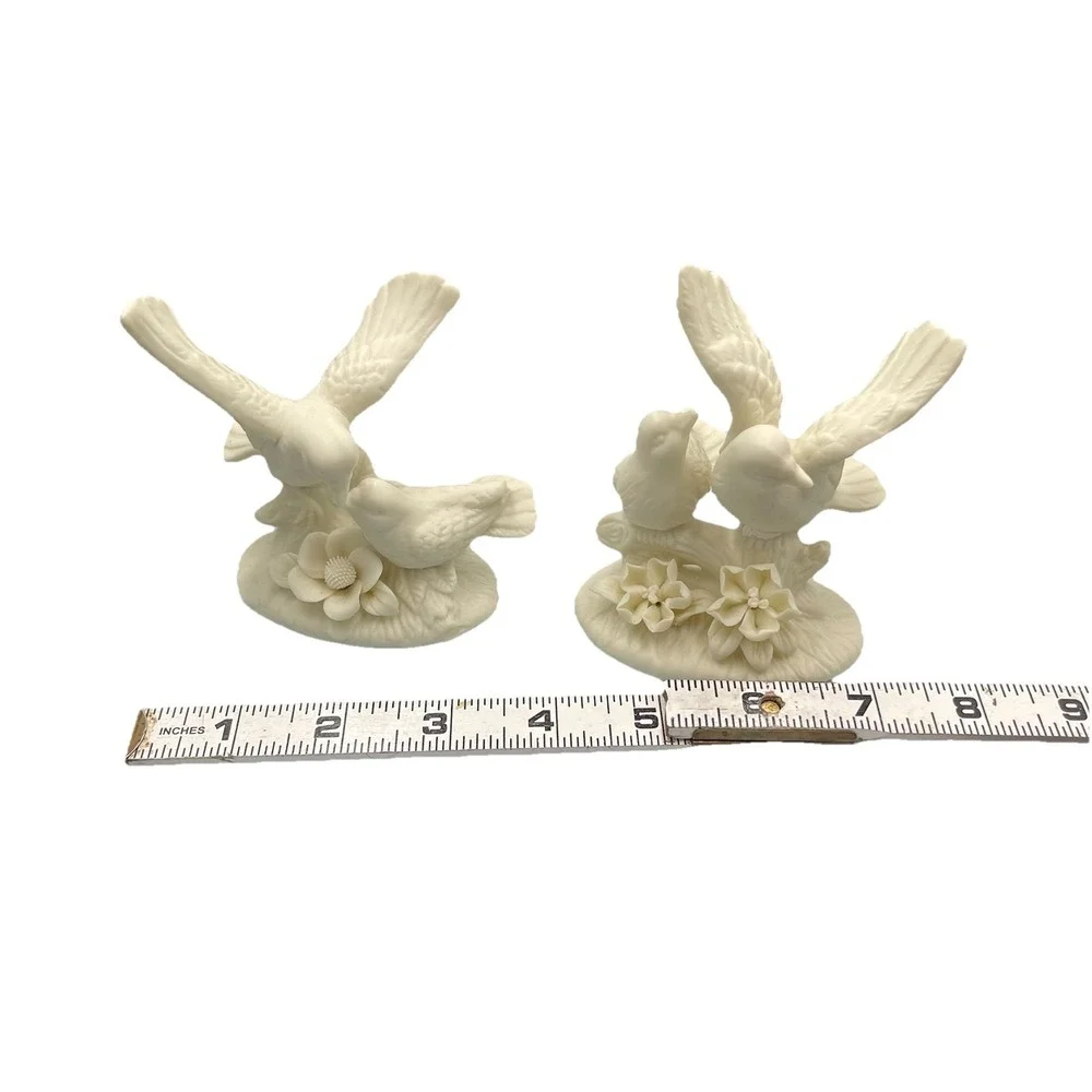 White Doves Bisque Porcelain Set Of‎ 2 Love Birds